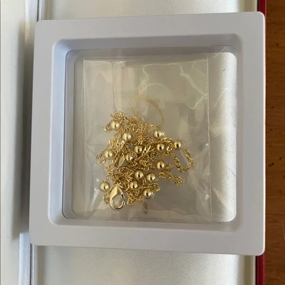 Elegant 14K Gold twisted double strand beaded anklet - Picture 3 of 3